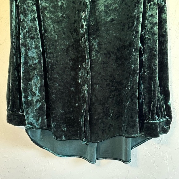 Cupio Dark Green Crushed Velvet Long Sleeve Dressy Button-Up Blouse Sz 3X - Picture 5 of 12